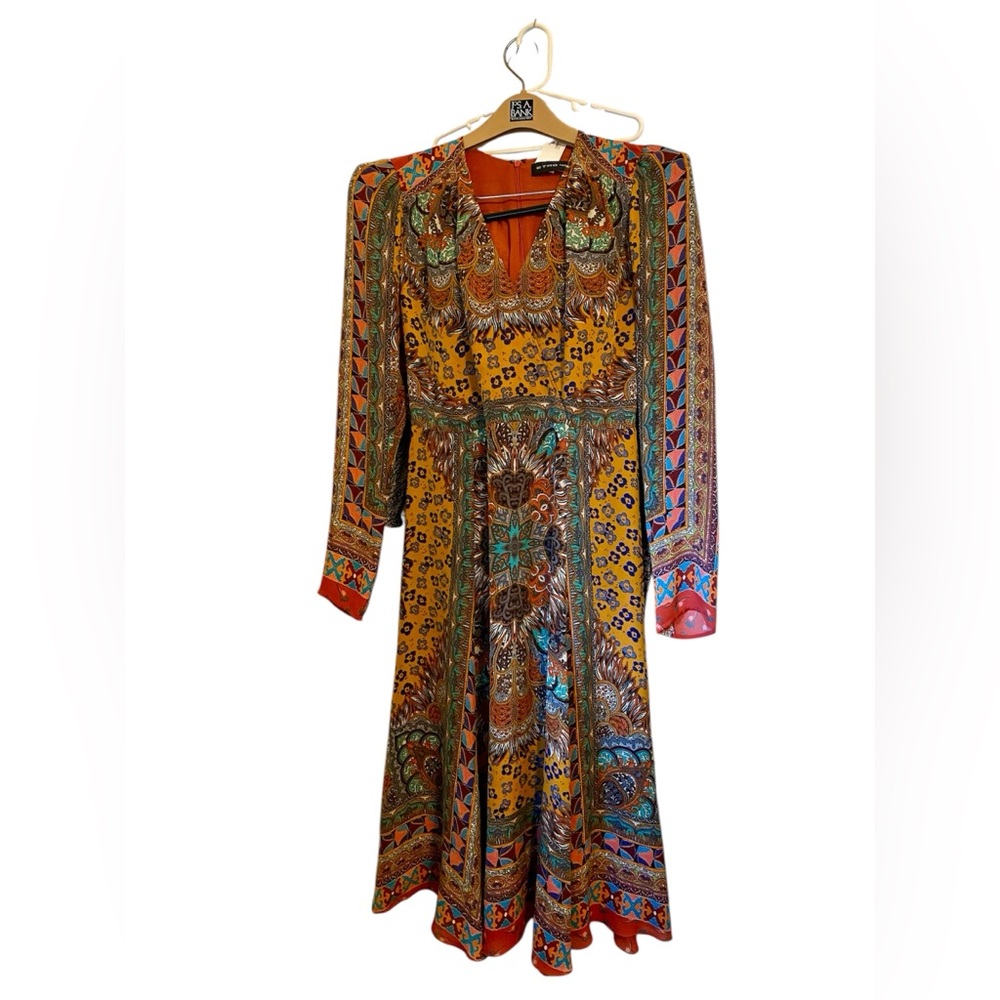 Etro Midi Dress, long-sleeve, silk.  Very good condition. Brand size 42